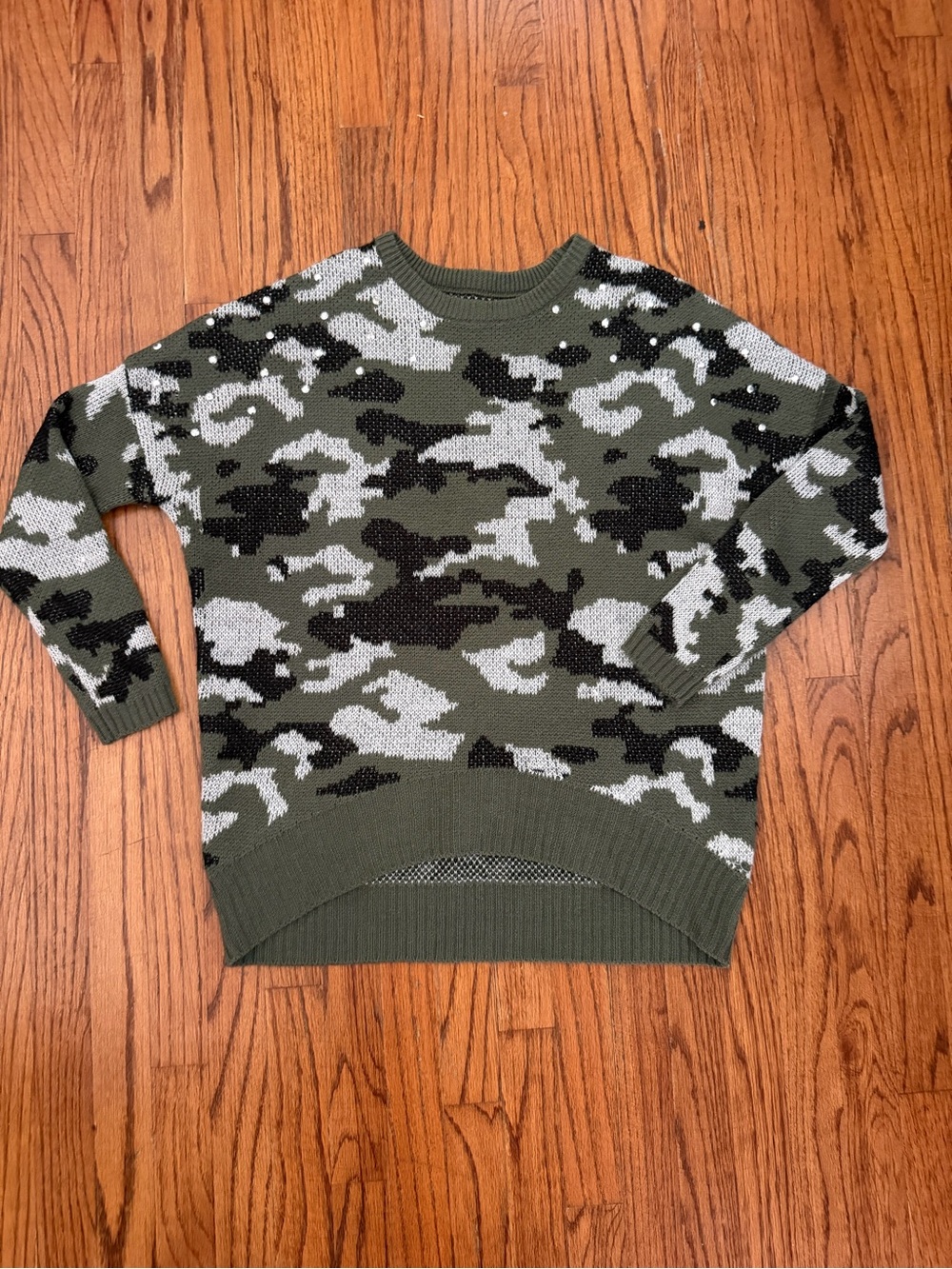 Rebellious One Camouflage Studded Knit Sweater - Size Small